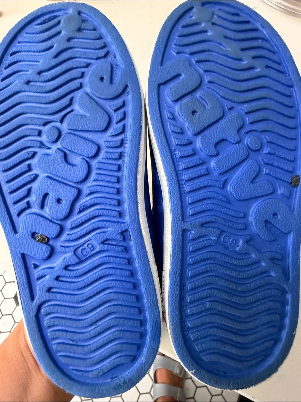 Native Kids Water Shoe in Blue and White - Slip-On EVA